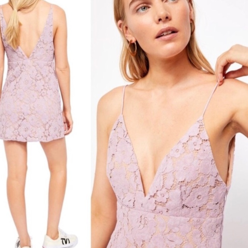 FREE PEOPLE DANGEROUS LOVE LACE DRESS - PURPLE
